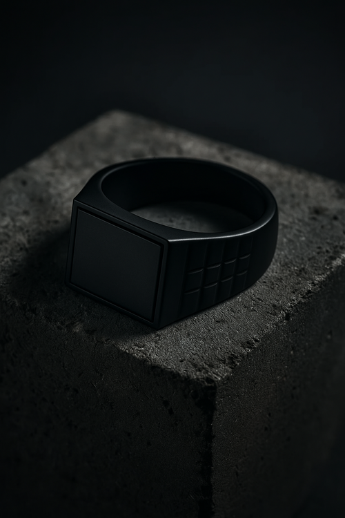 Black Minimalist Signet Ring