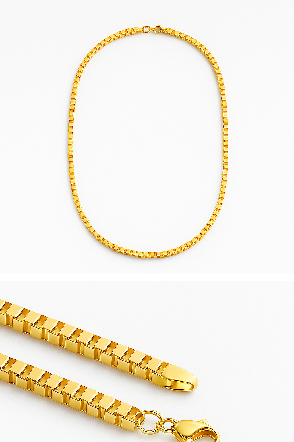 Men’s Gold Box Chain Necklace – Premium Link