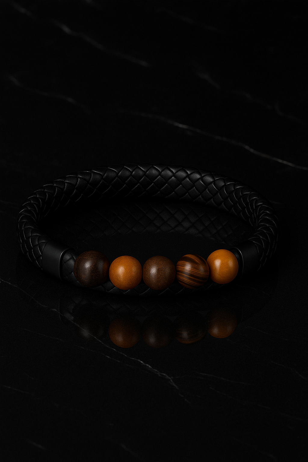 Men’s Black Braided Leather Bracelet