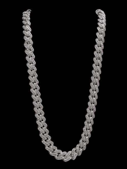 Cuban Link Chain – Iced Out (Silver)