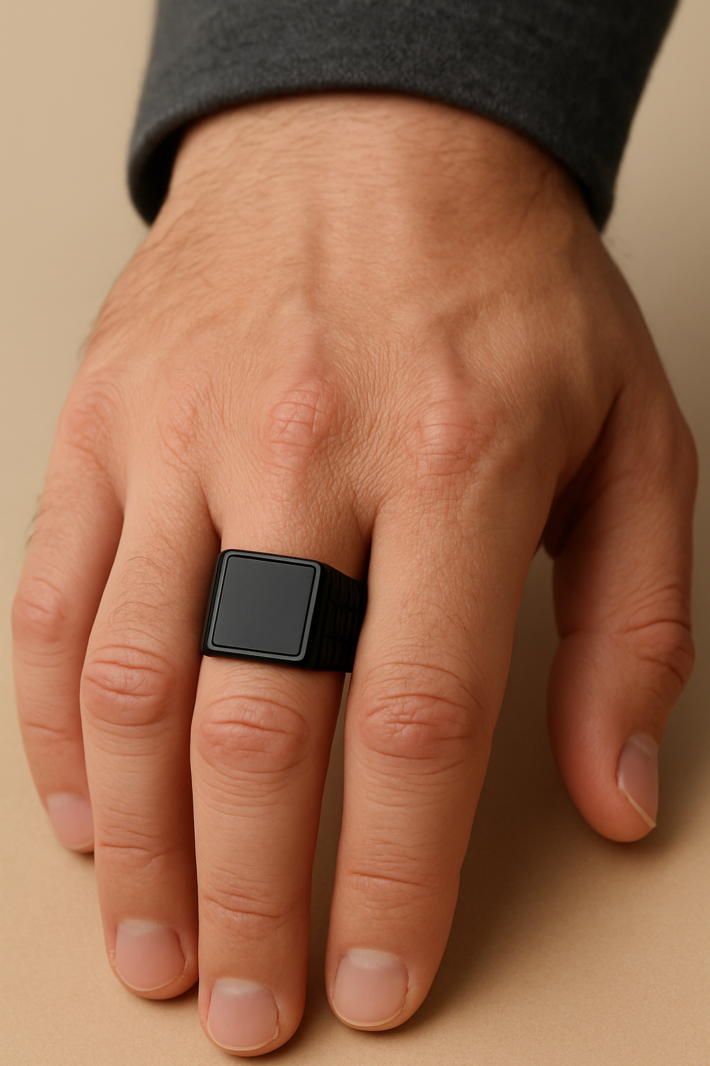 Black Minimalist Signet Ring