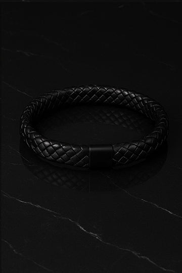 Men’s Black Braided Leather Bracelet