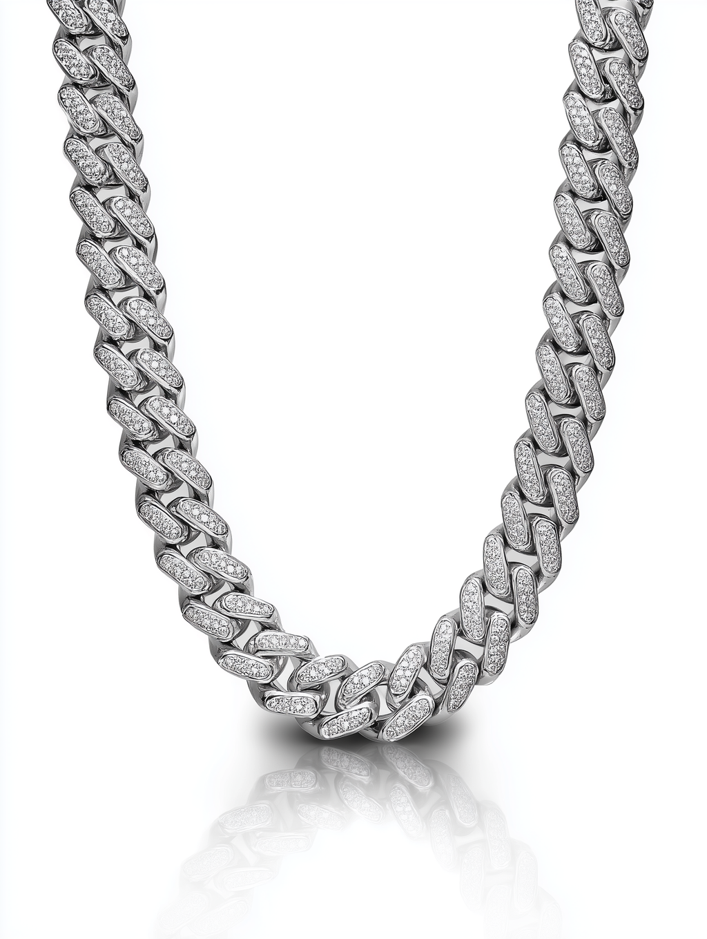 Cuban Link Chain – Iced Out (Silver)