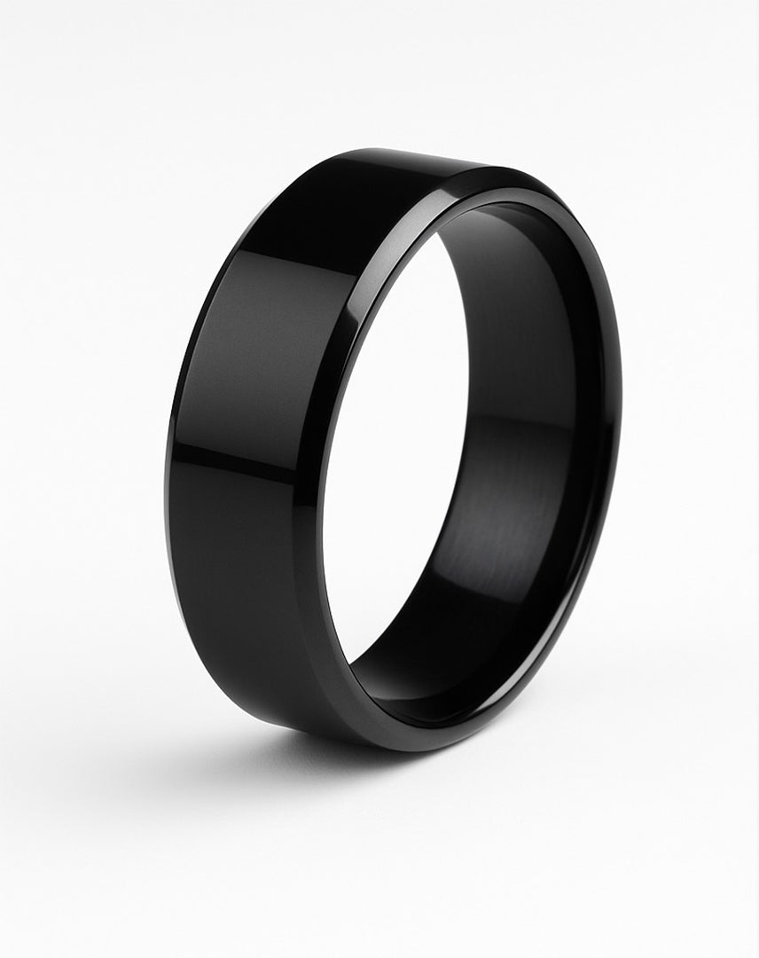 Men’s Black Tungsten Carbide Ring – Minimalist Domed Wedding Band