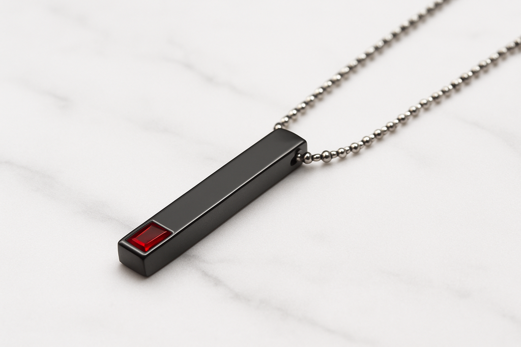 Bar pendant necklace for men on marble table