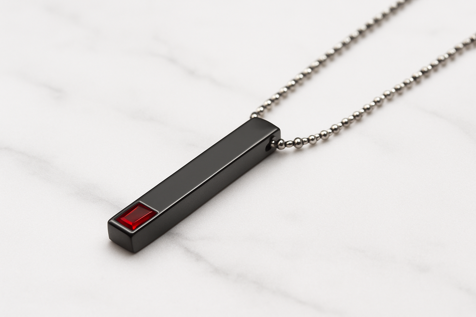 Bar pendant necklace for men on marble table
