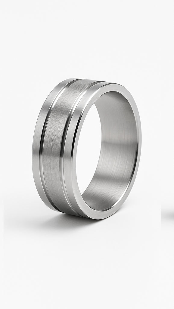 Men’s Black Tungsten Carbide Ring – Minimalist Domed Wedding Band (SILVER)