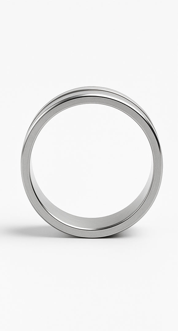 Men’s Black Tungsten Carbide Ring – Minimalist Domed Wedding Band (SILVER)