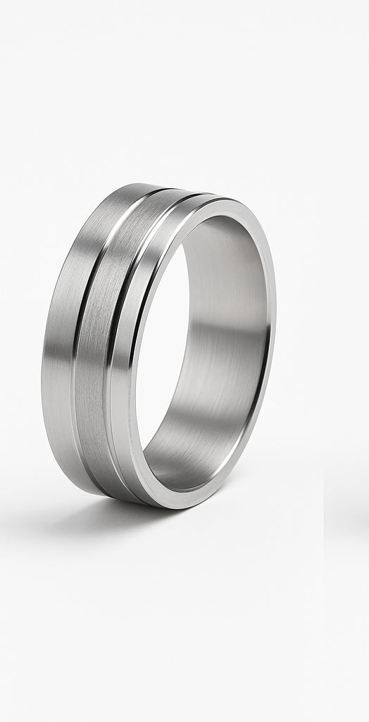 Men’s Black Tungsten Carbide Ring – Minimalist Domed Wedding Band (SILVER)